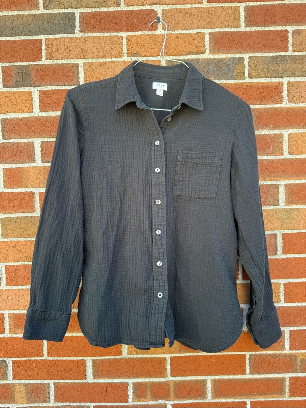 J.Crew 100% Cotton Gauze Button Front Shirt Black Size Medium